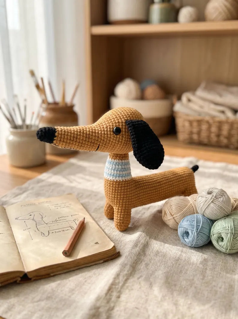 Beginner Dachshund Amigurumi Dog Craft Kit