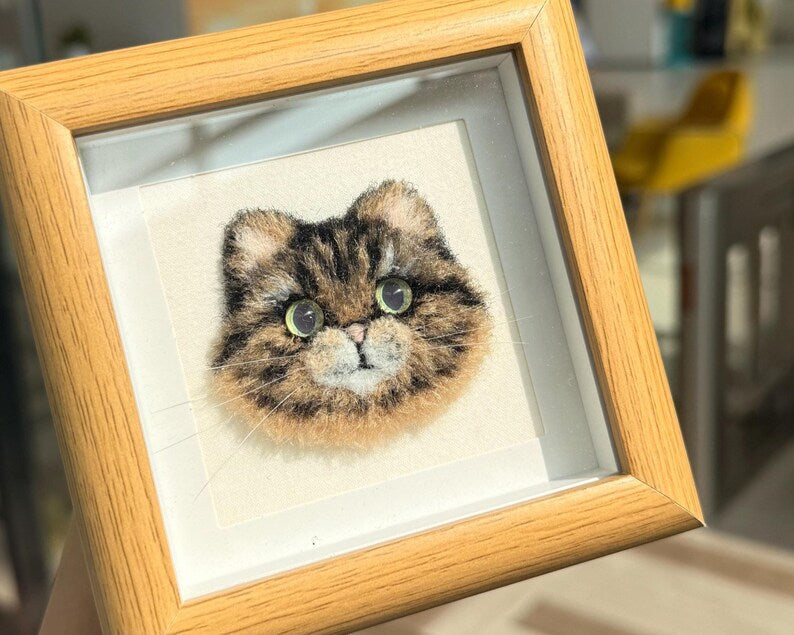 Personalized Needle Felt Pet Miniature | Framed 3D Art