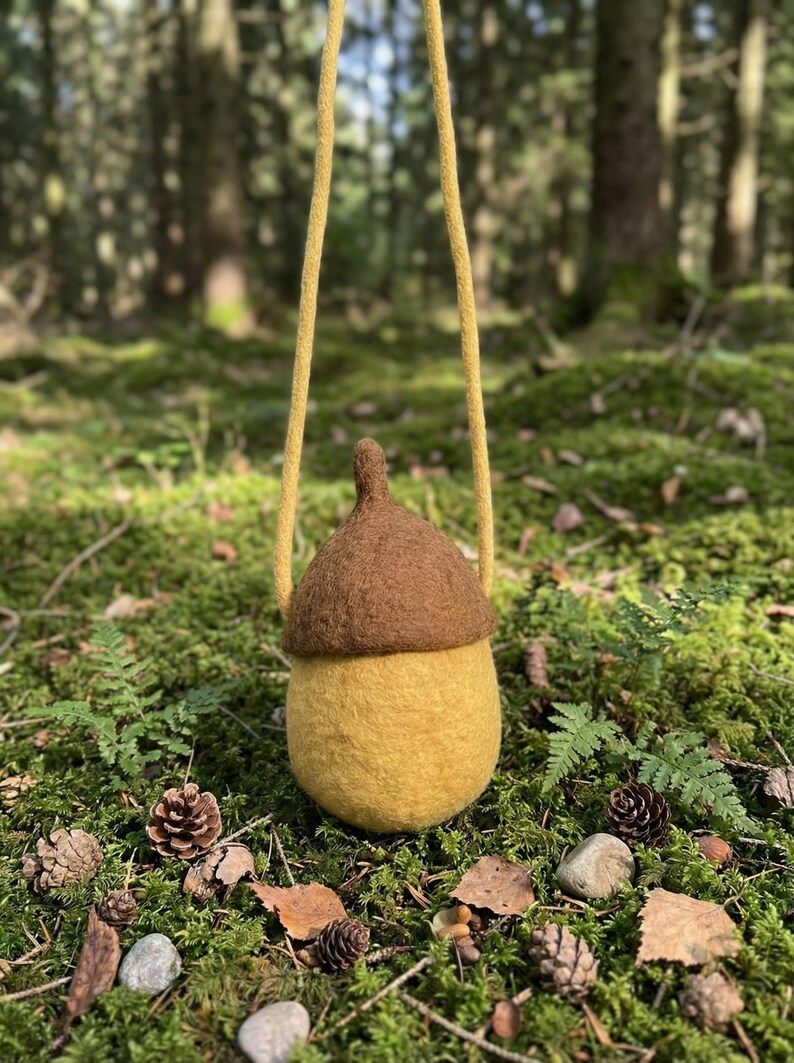 Hand Felted Acorn Crossbody Bag