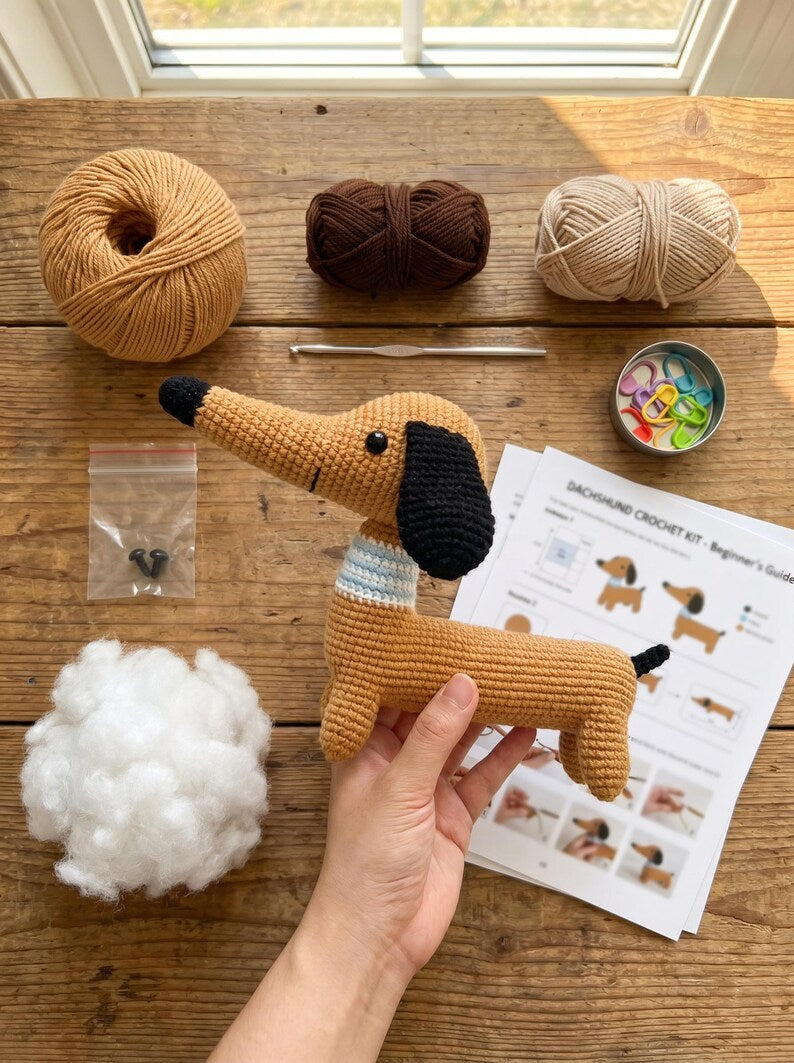 Beginner Dachshund Amigurumi Dog Craft Kit