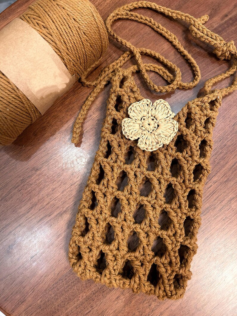 Hand-Crocheted Boho Phone Pouch | Crossbody Cell Phone Bag