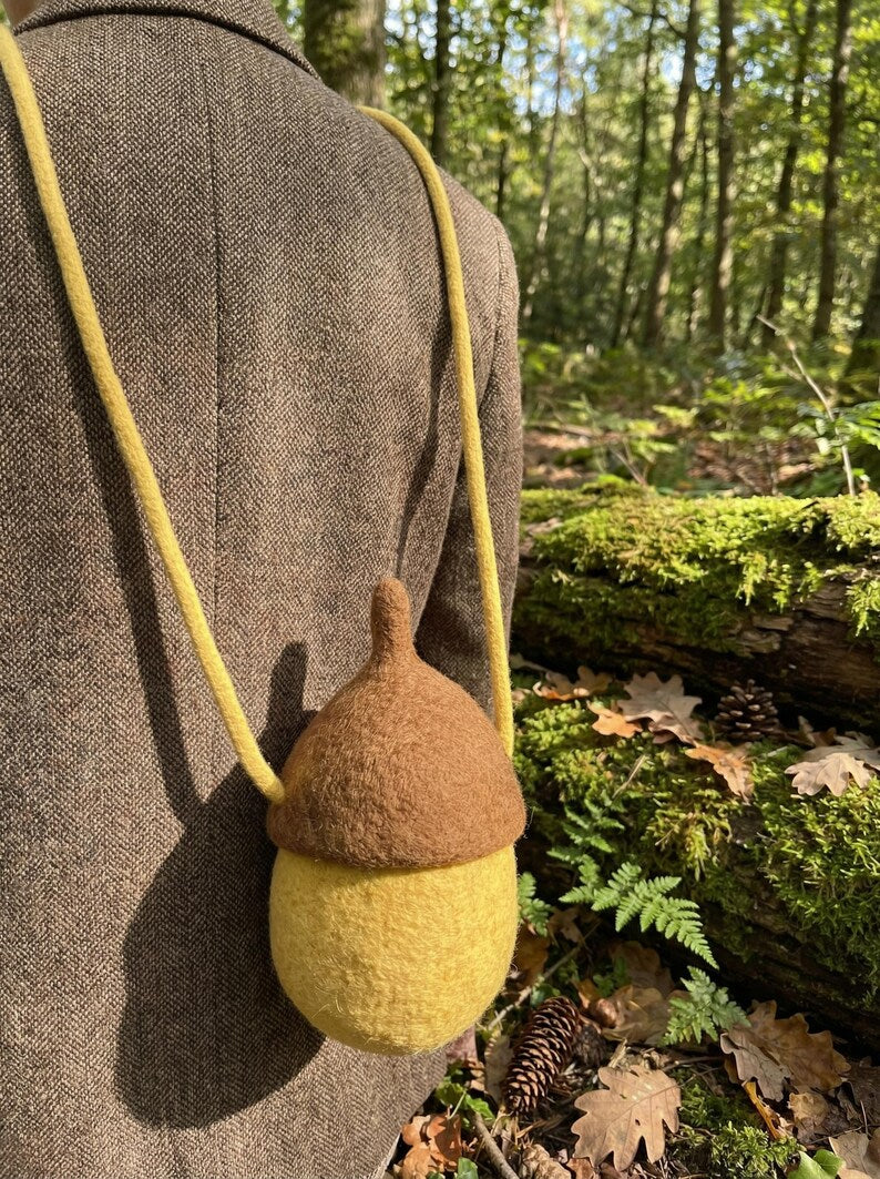 Hand Felted Acorn Crossbody Bag