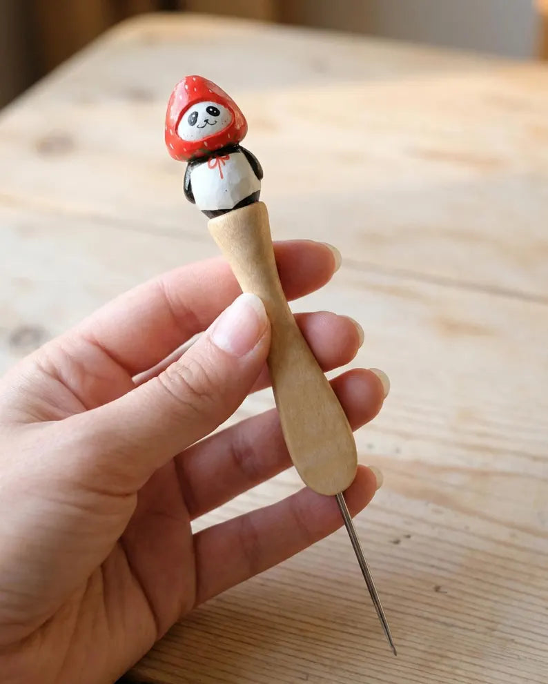 Hand Carved Wooden Animal Crochet Hook