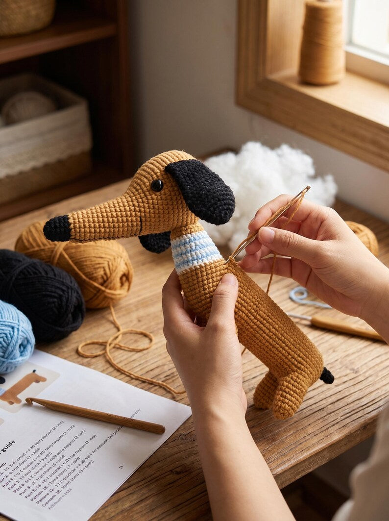 Beginner Dachshund Amigurumi Dog Craft Kit
