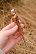 Hand Carved Wooden Animal Crochet Hook