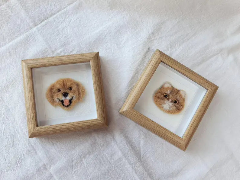 Personalized Needle Felt Pet Miniature | Framed 3D Art
