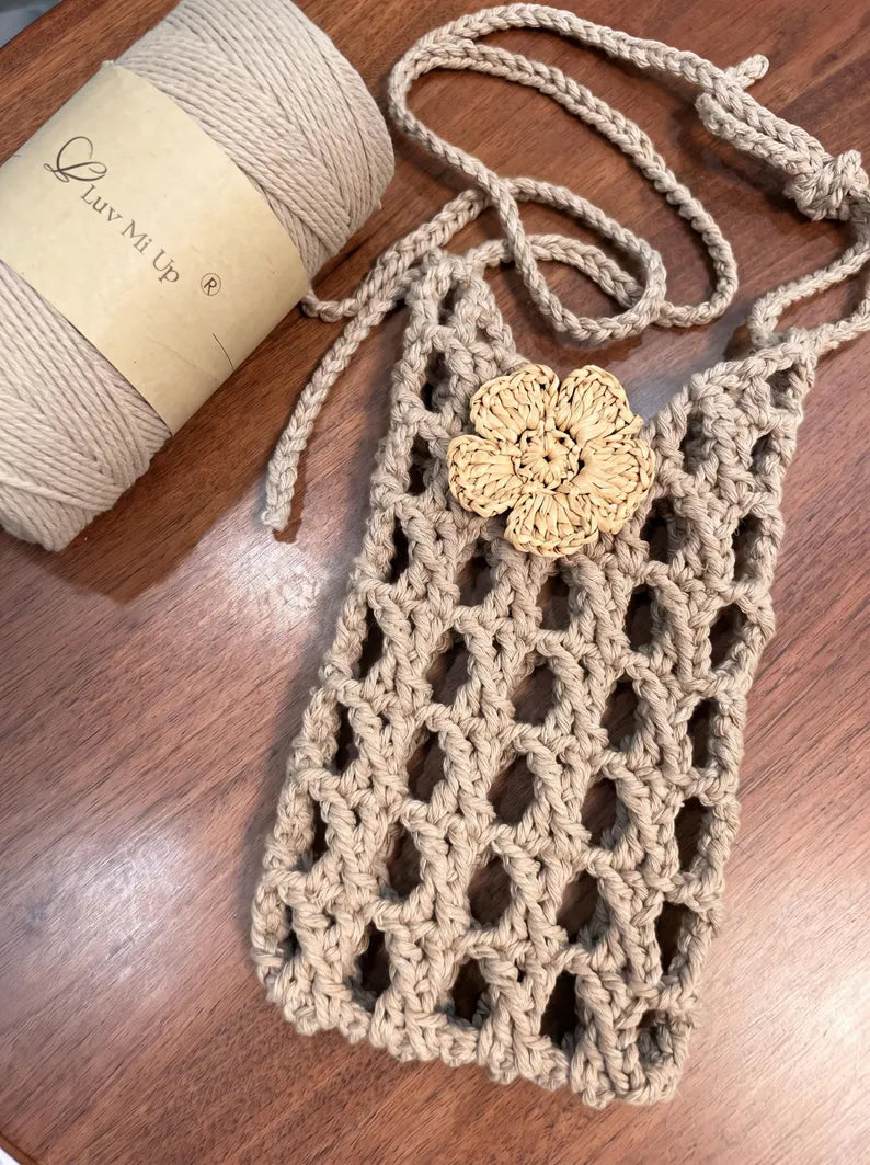 Hand-Crocheted Boho Phone Pouch | Crossbody Cell Phone Bag