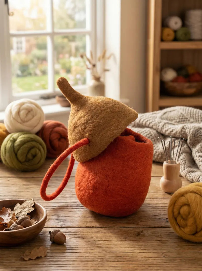 Hand Felted Acorn Crossbody Bag